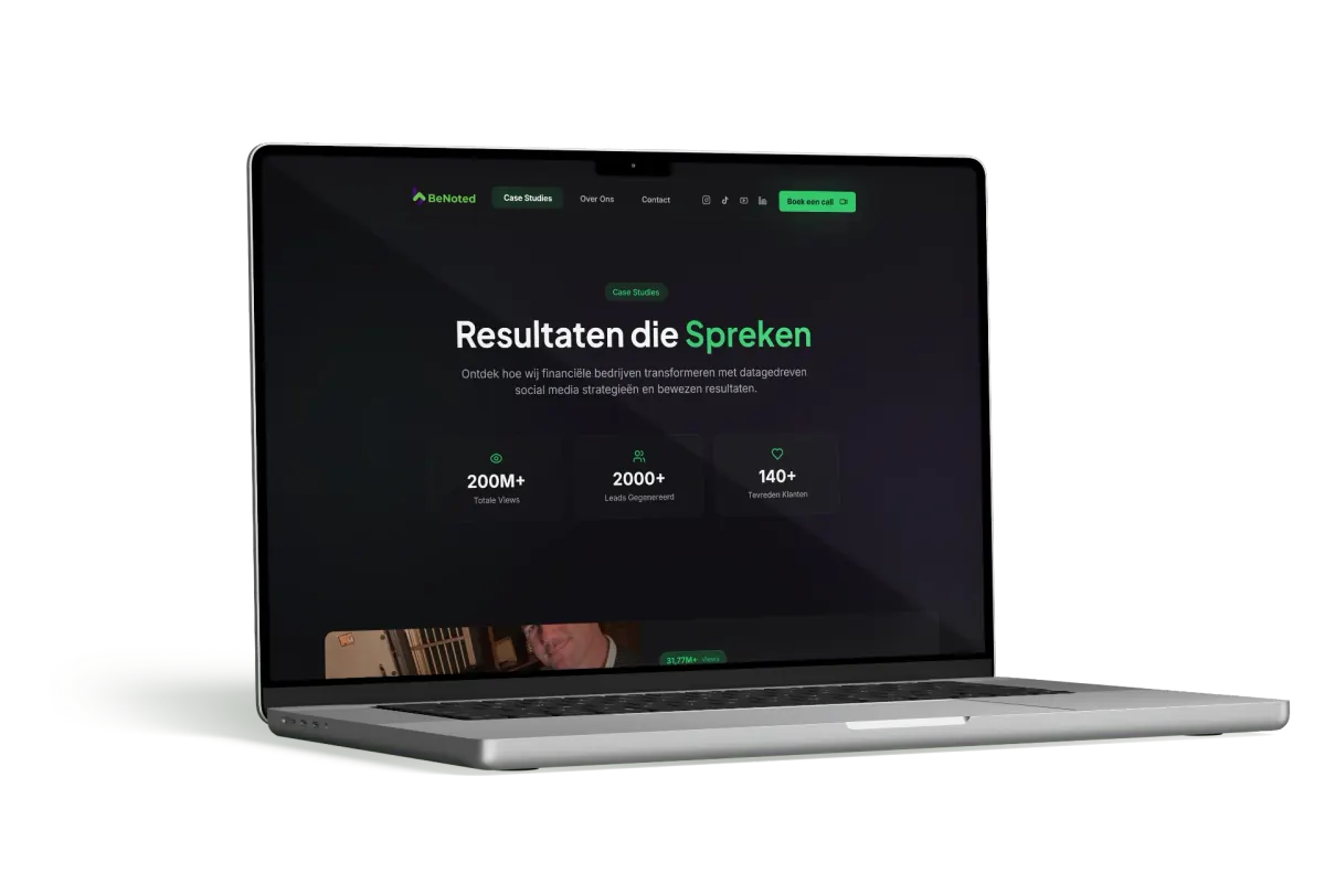 BeNoted website op MacBook - desktop weergave