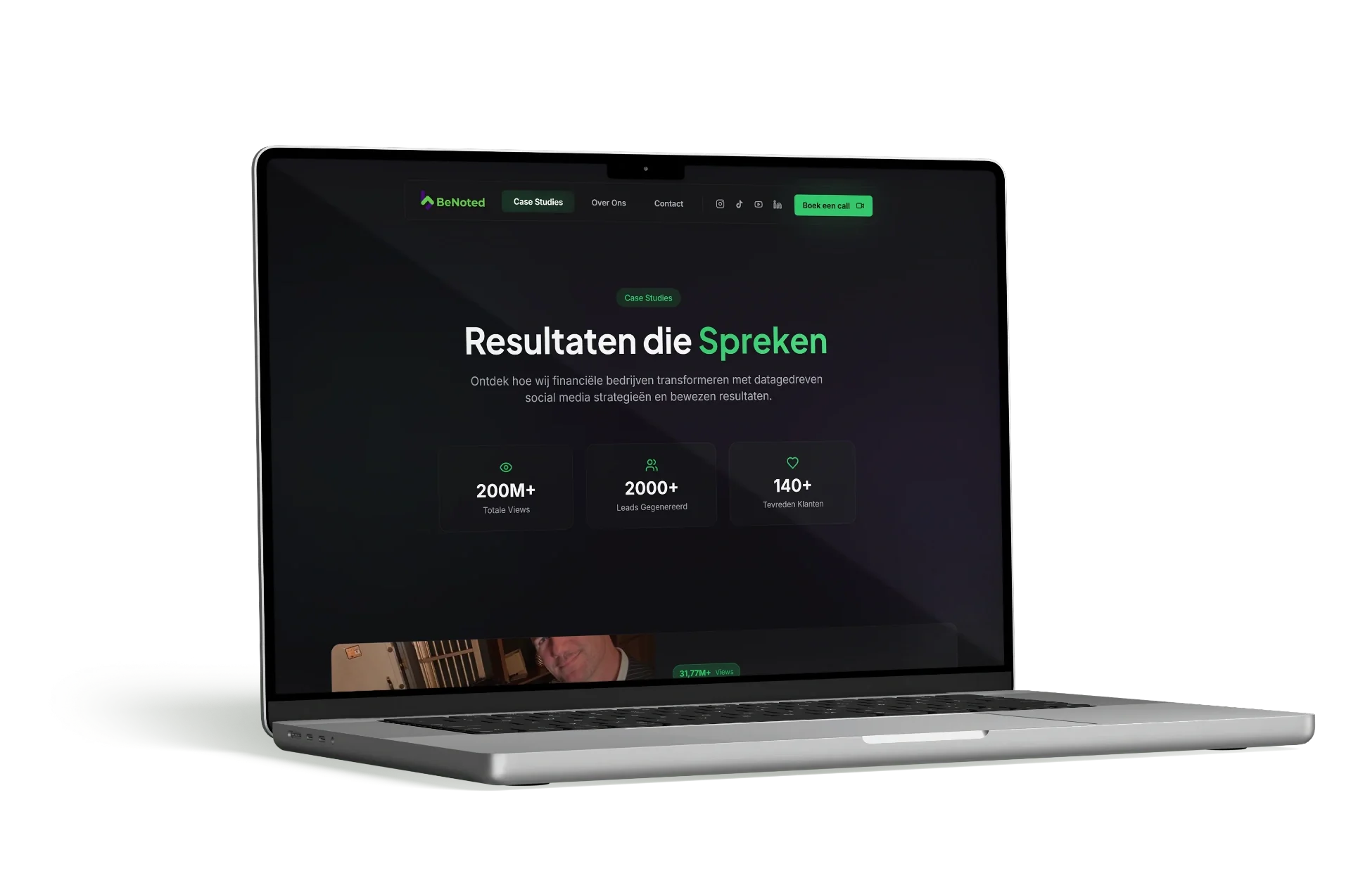 BeNoted website op MacBook - desktop weergave