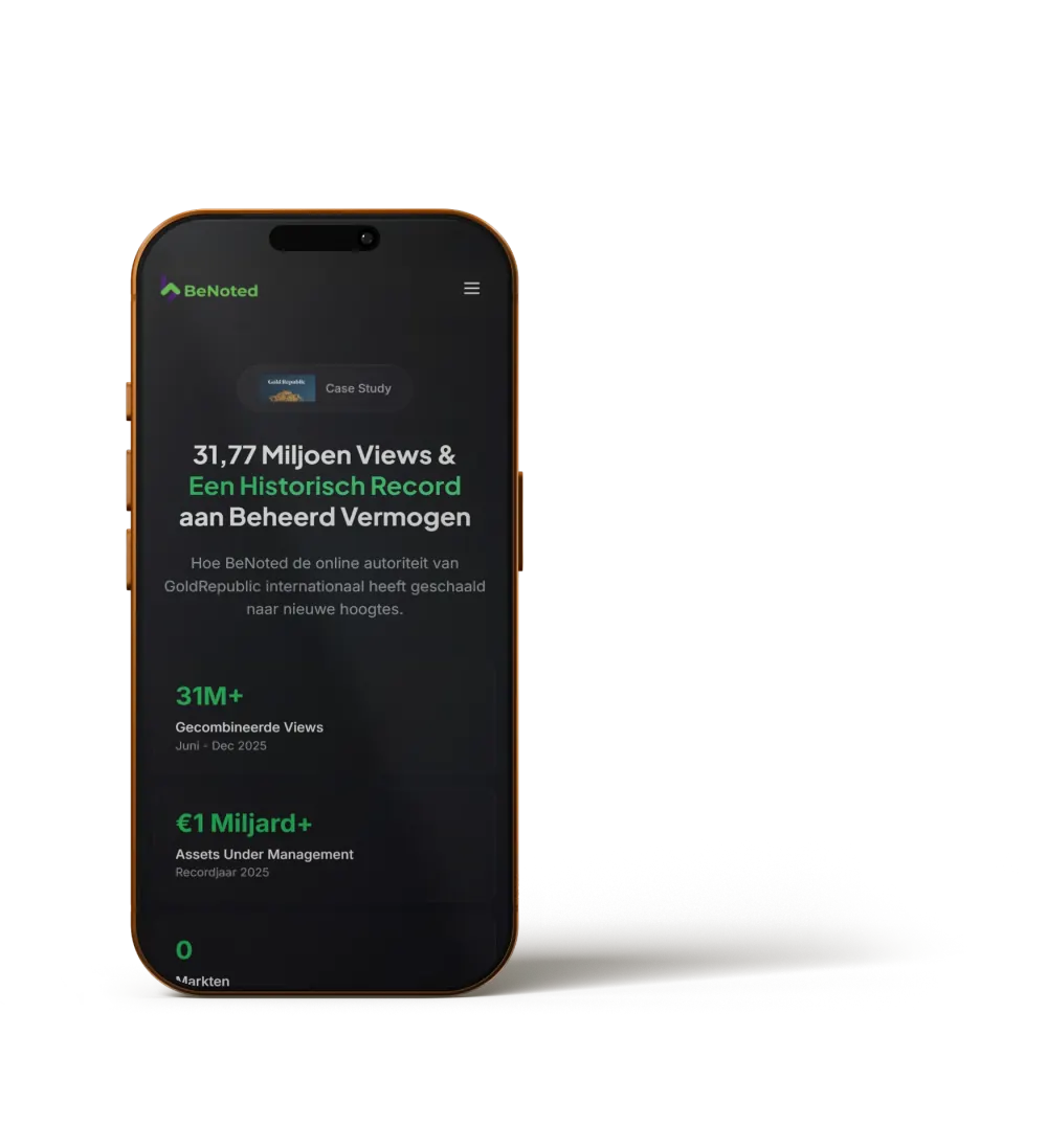 BeNoted website op smartphone - mobiele weergave