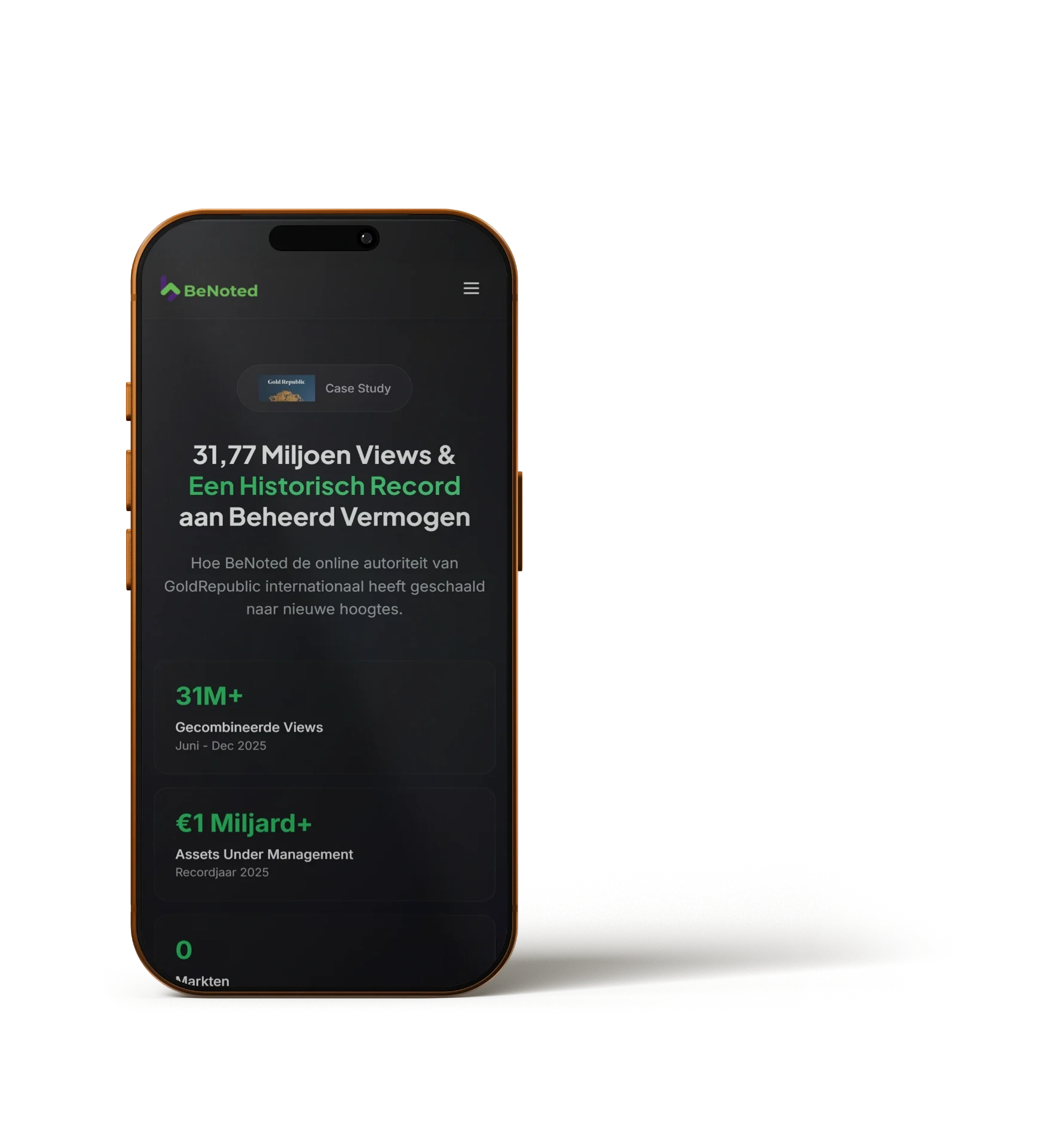 BeNoted website op smartphone - mobiele weergave