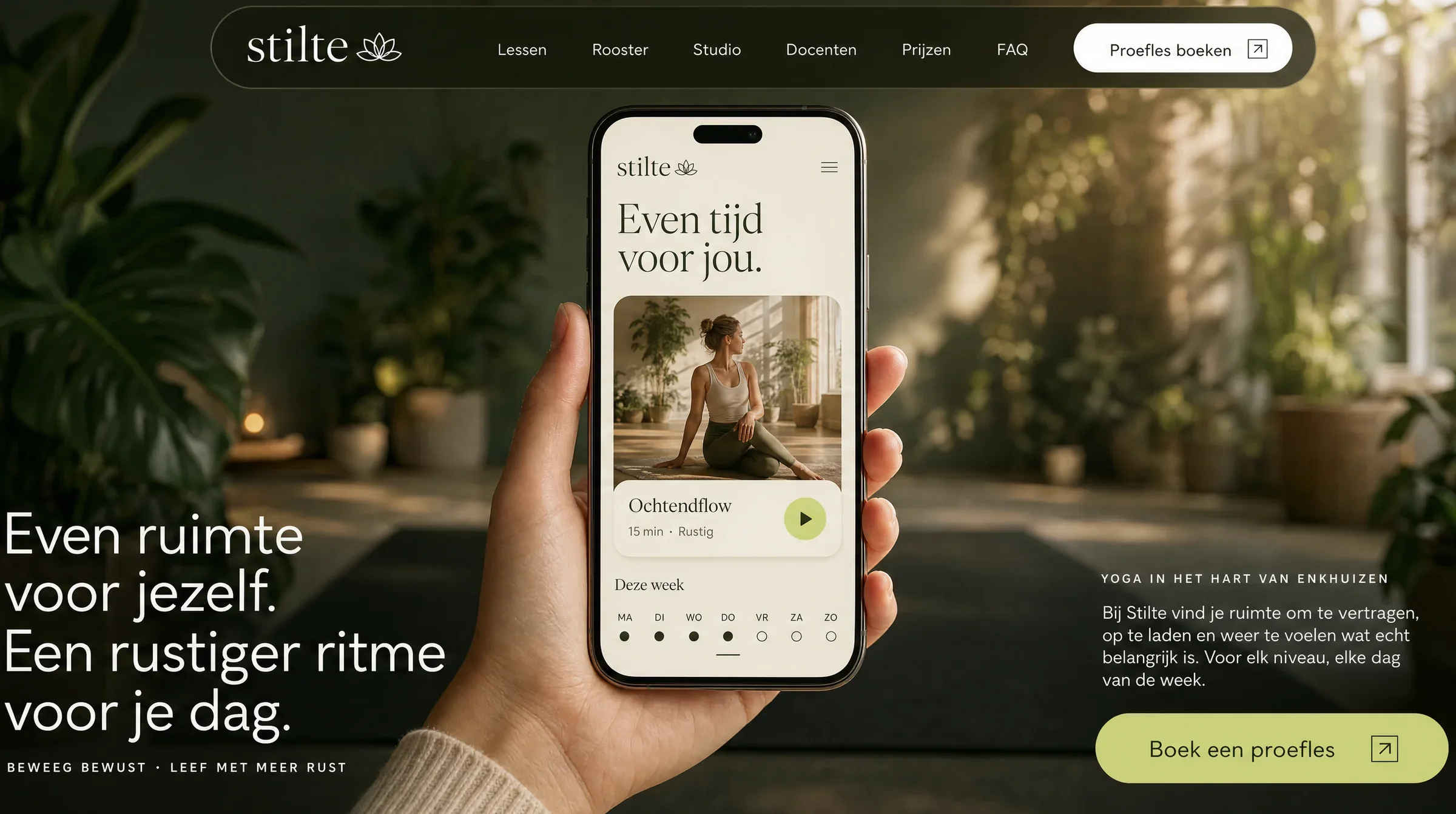 De nieuwe, moderne website van de yogastudio